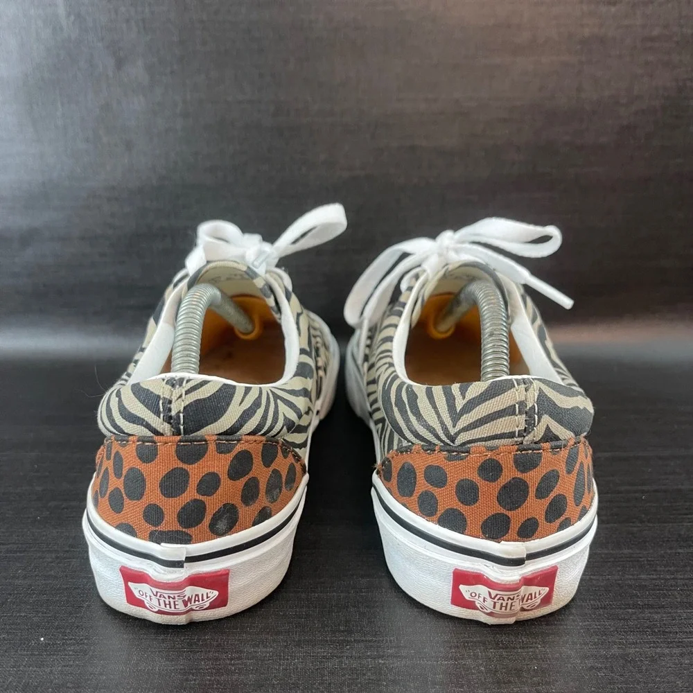 Vans Era Sneakers Womens 6.5 Tan Safari Animal Print Leopard Zebra Low Top Shoes